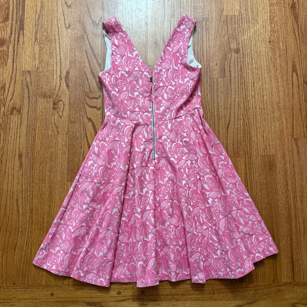 Anthropologie Maeve Claribel Jacquard Applique Barbiecore Dress Size 6 - Picture 9 of 16